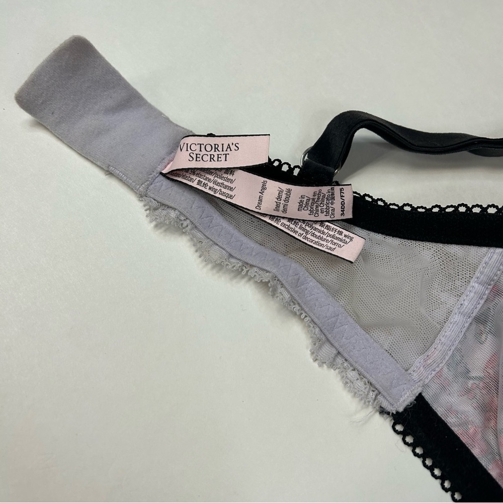 Dream Angels Victorias Secret 34DD Lined Demi Bra Floral Purple Pink Black #2954 - Picture 6 of 12